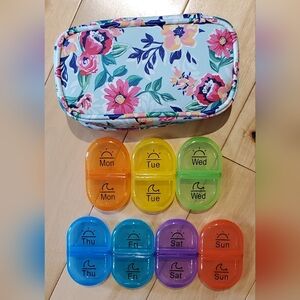 NEW Floral Weekly Travel Pill Organizer (2 Times A Day ~ AM & PM)